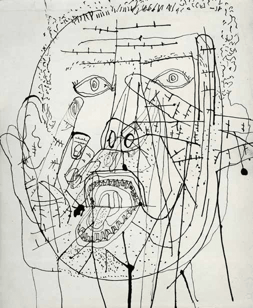 Ink drawing of a head